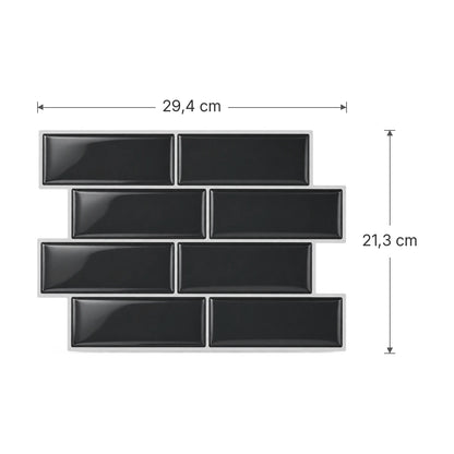 Schéma des dimensions de la plaque de carrelage adhésif métro 3D noir : 29,4 x 21,3 cm