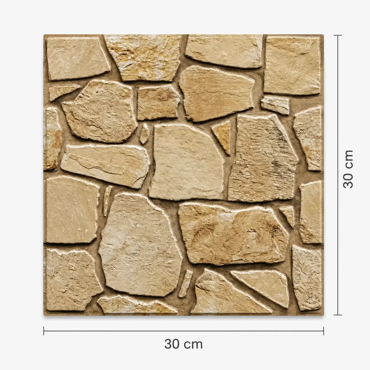 Dimensions du panneau mural adhésif effet pierre 3D Terrio de 30 × 30 cm