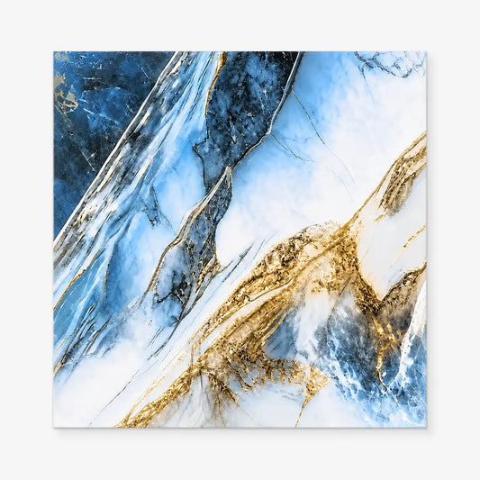Panneau mural Azurys 30×30 cm effet marbre bleu et blanc avec veines dorées