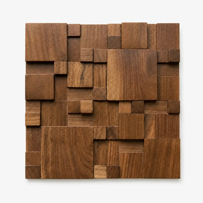 Panneau mural en bois 3D effet mosaïque composé de blocs en relief