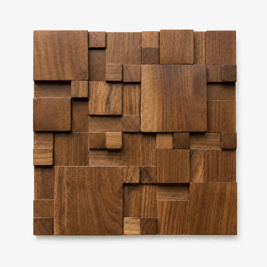 Panneau mural en bois 3D effet mosaïque composé de blocs en relief