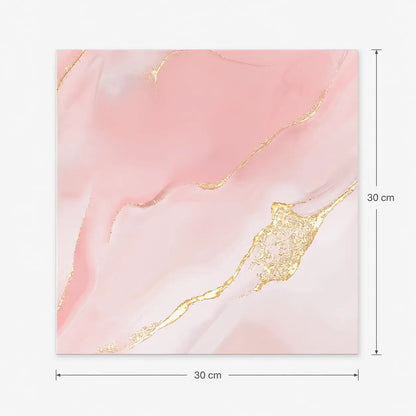 Panneau mural Nacrélys 30 × 30 cm effet marbre rose poudré et blanc avec fines veines dorées sur fond blanc