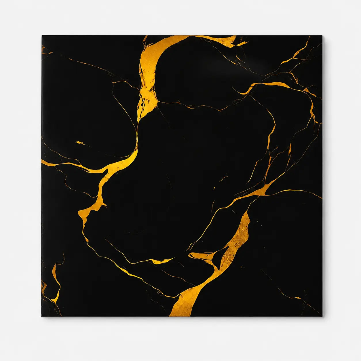 Panneau mural Obsidia 30×30 cm effet marbre noir avec veines dorées