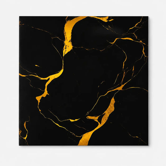 Panneau mural Obsidia 30×30 cm effet marbre noir avec veines dorées